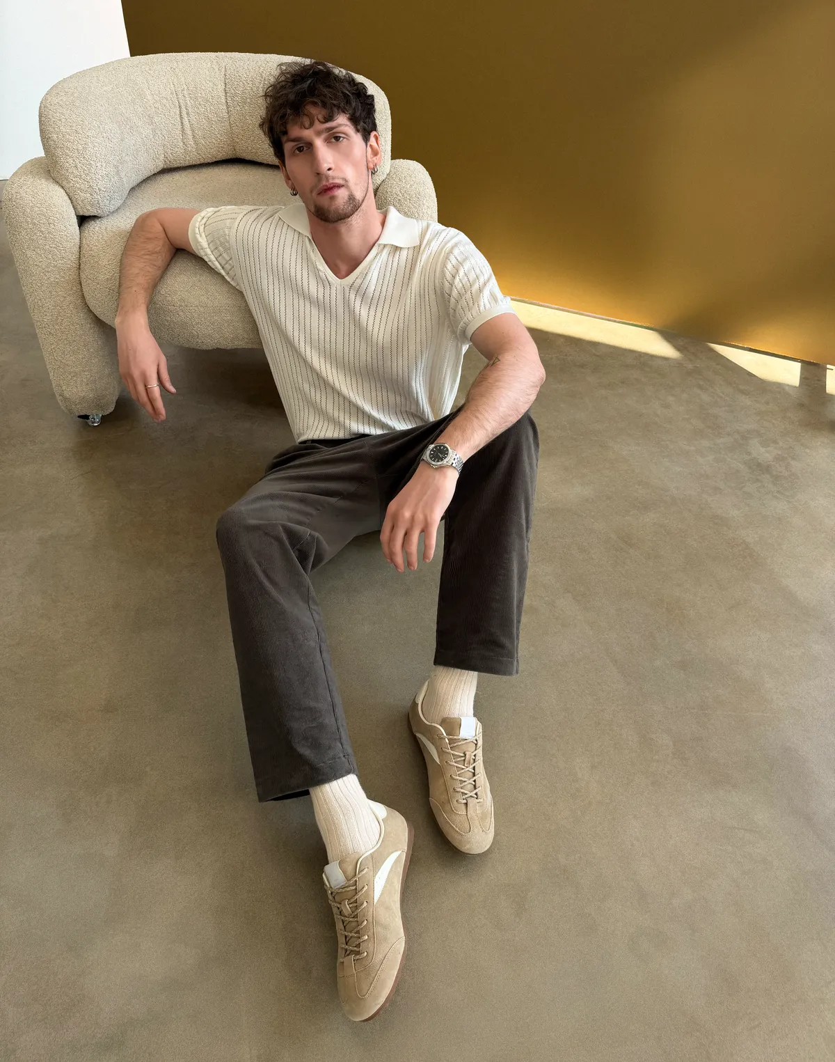 Базові чоловічі брюки вельветові, асфальт - Фото 8