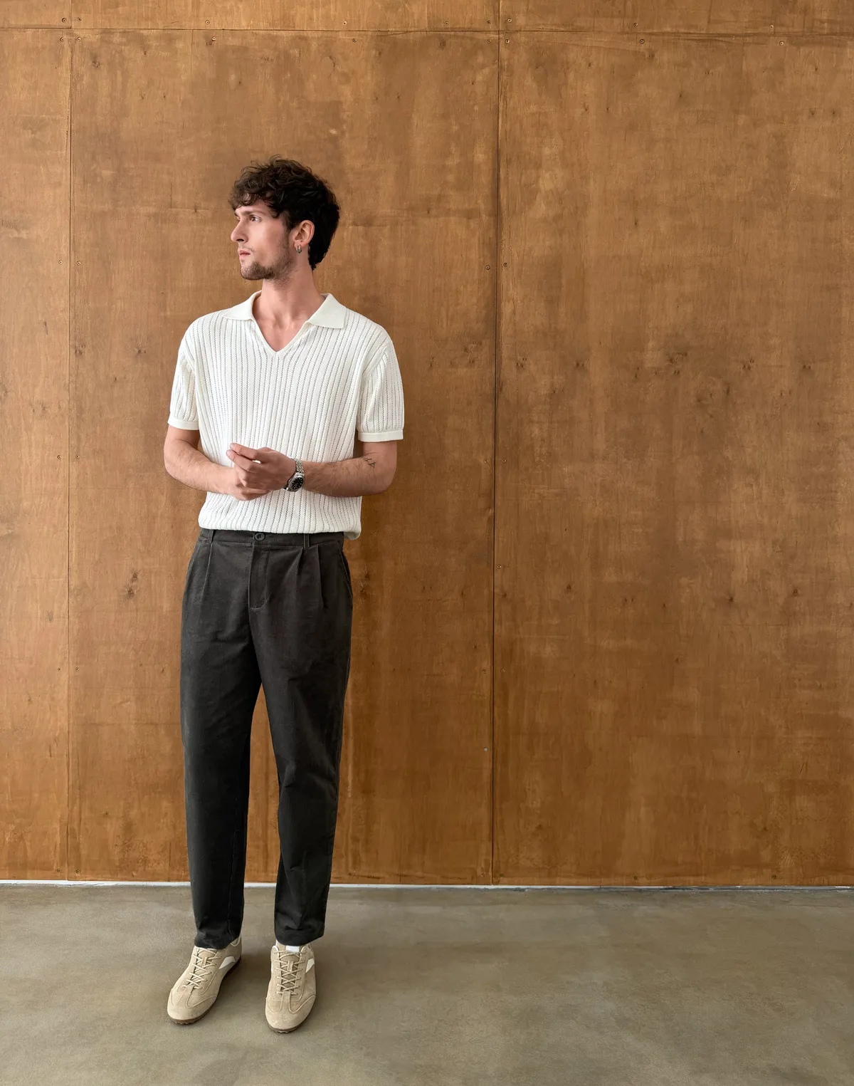 Базові чоловічі брюки вельветові, асфальт - Фото 4