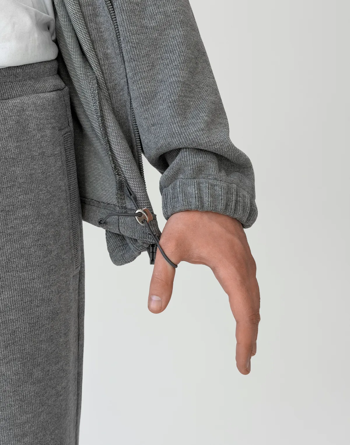 Зіпер без капюшону з текстурованої тканини у рубчик, сірий - Фото 6