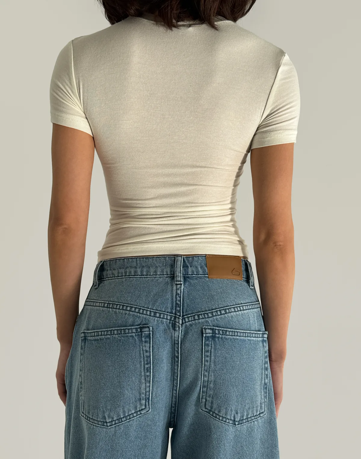 Футболка по фігурі з кашеміром у складі, шампань - Фото 2