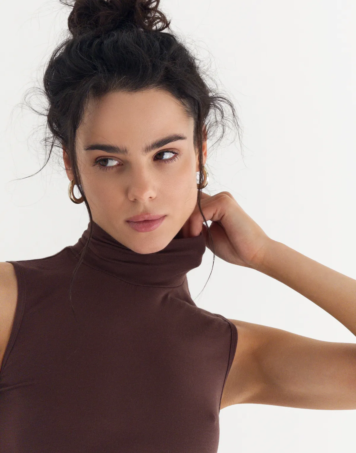 Майка під горло з кашеміром у складі, шоколадна - Фото 6