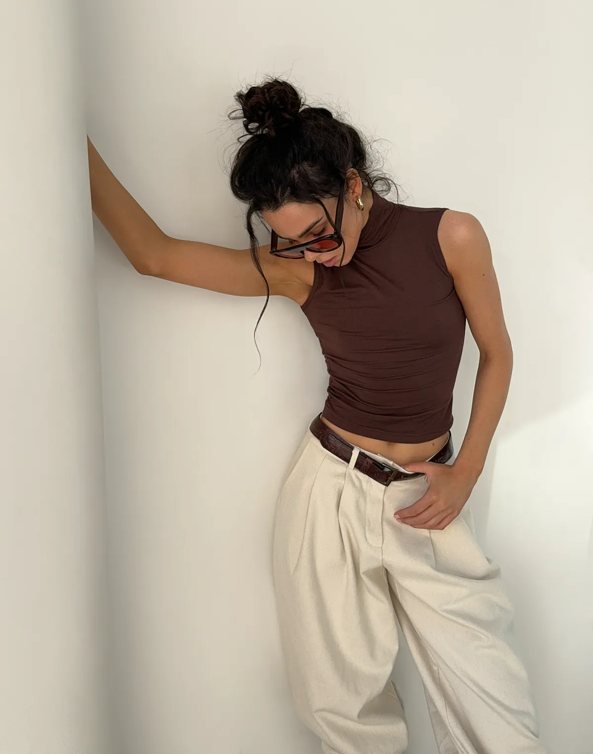 Майка під горло з кашеміром у складі, шоколадна - Фото 8