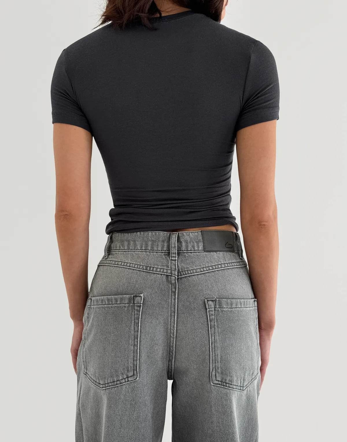 Футболка по фігурі з кашеміром у складі, графітова - Фото 2