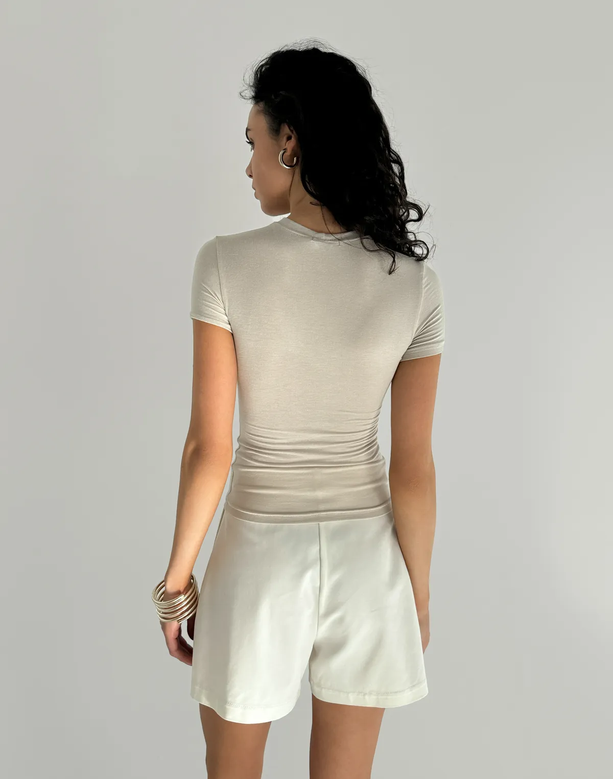 Футболка по фігурі з кашеміром у складі, таш - Фото 2