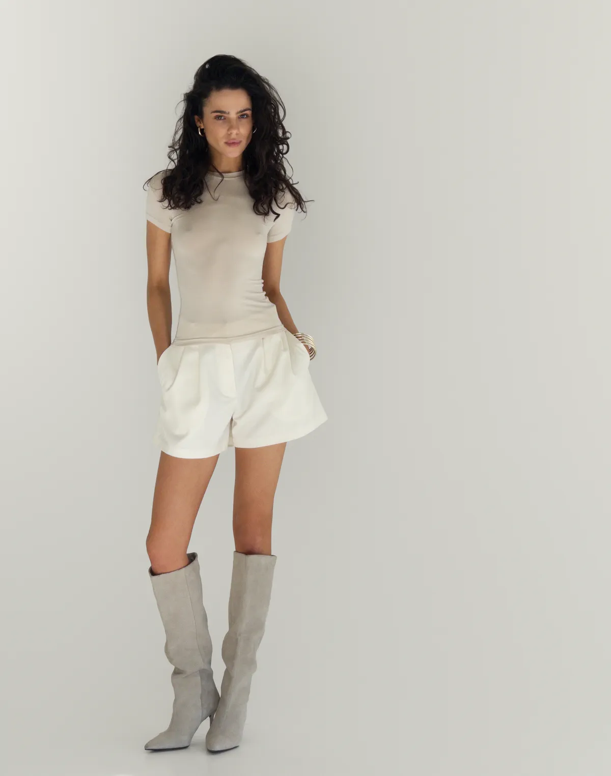 Футболка по фігурі з кашеміром у складі, таш - Фото 7