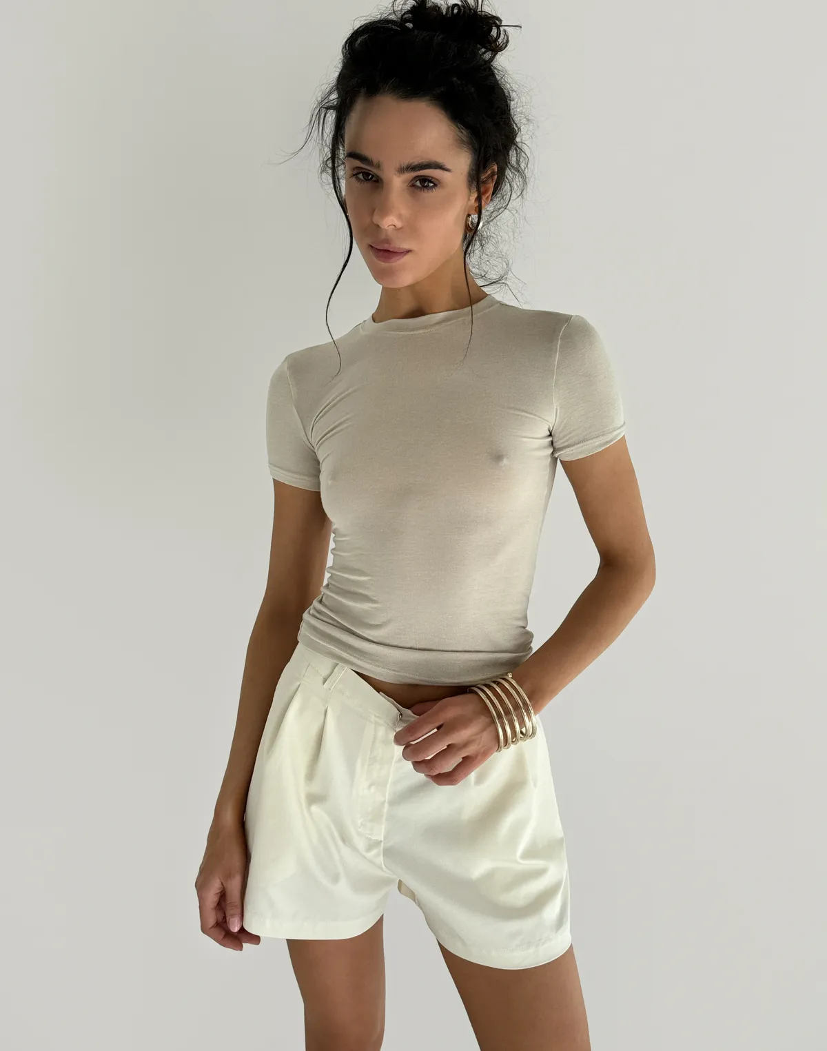 Футболка по фігурі з кашеміром у складі, таш - Фото 6