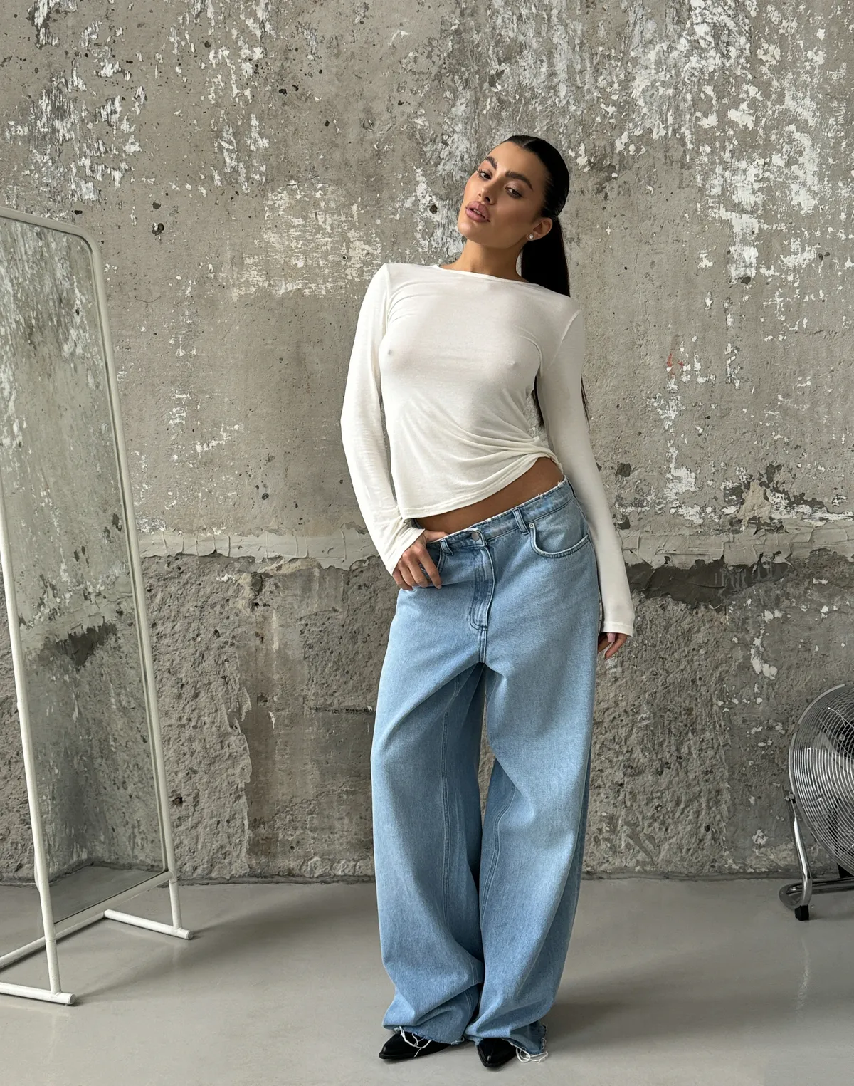 Лонгслів з кашеміром у складі з ефектом прозорості, шампань - Фото 3