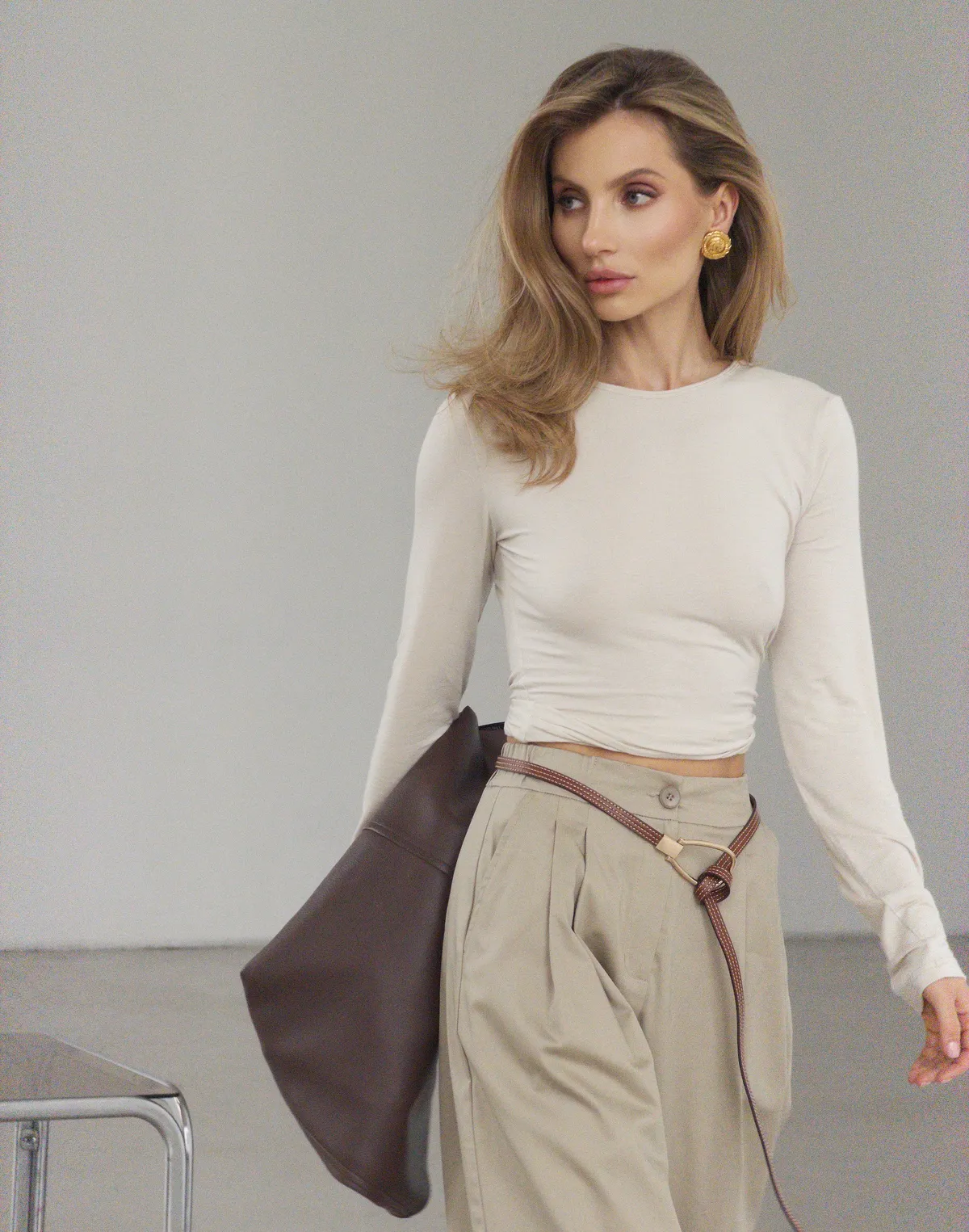 Лонгслів з кашеміром у складі з ефектом прозорості, таш - Фото 1