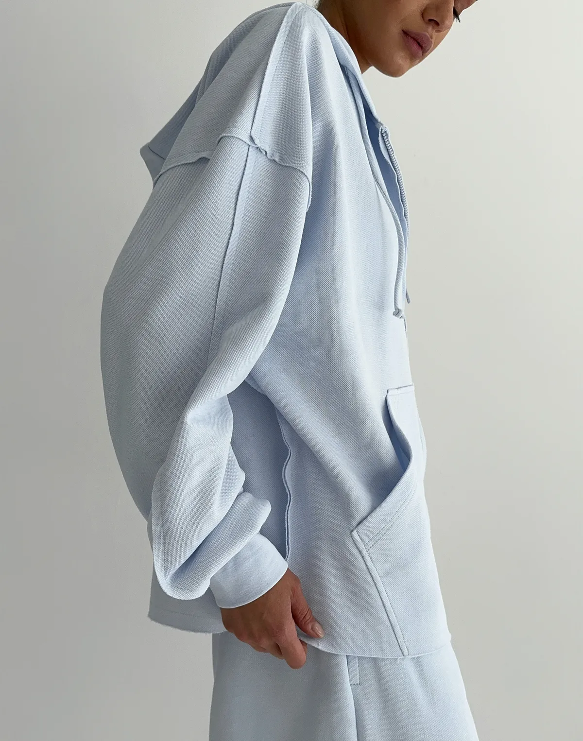 Зіпер оверсайз з декоративними швами, блакитний - Фото 8