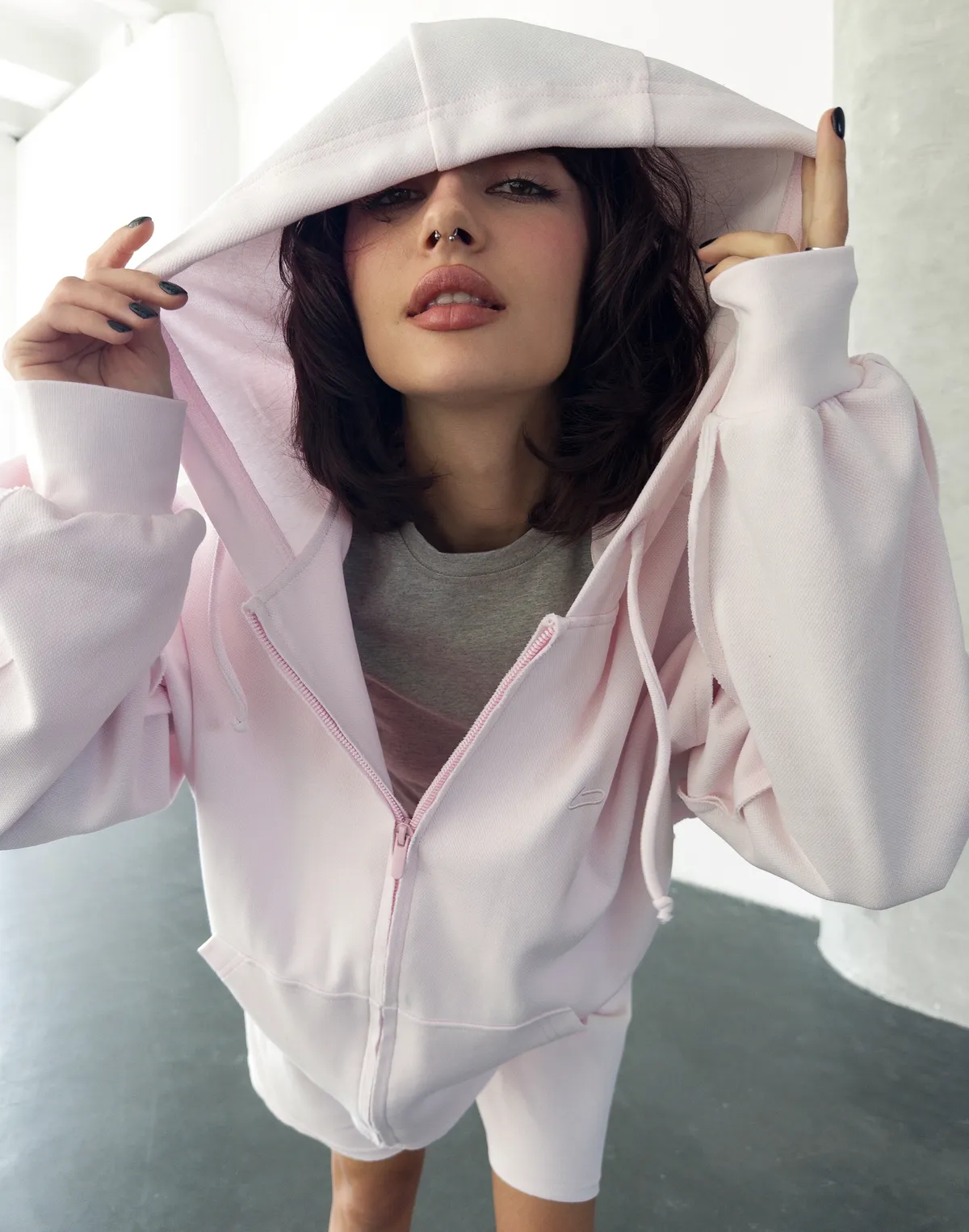 Зіпер оверсайз з декоративними швами, рожевий - Фото 5