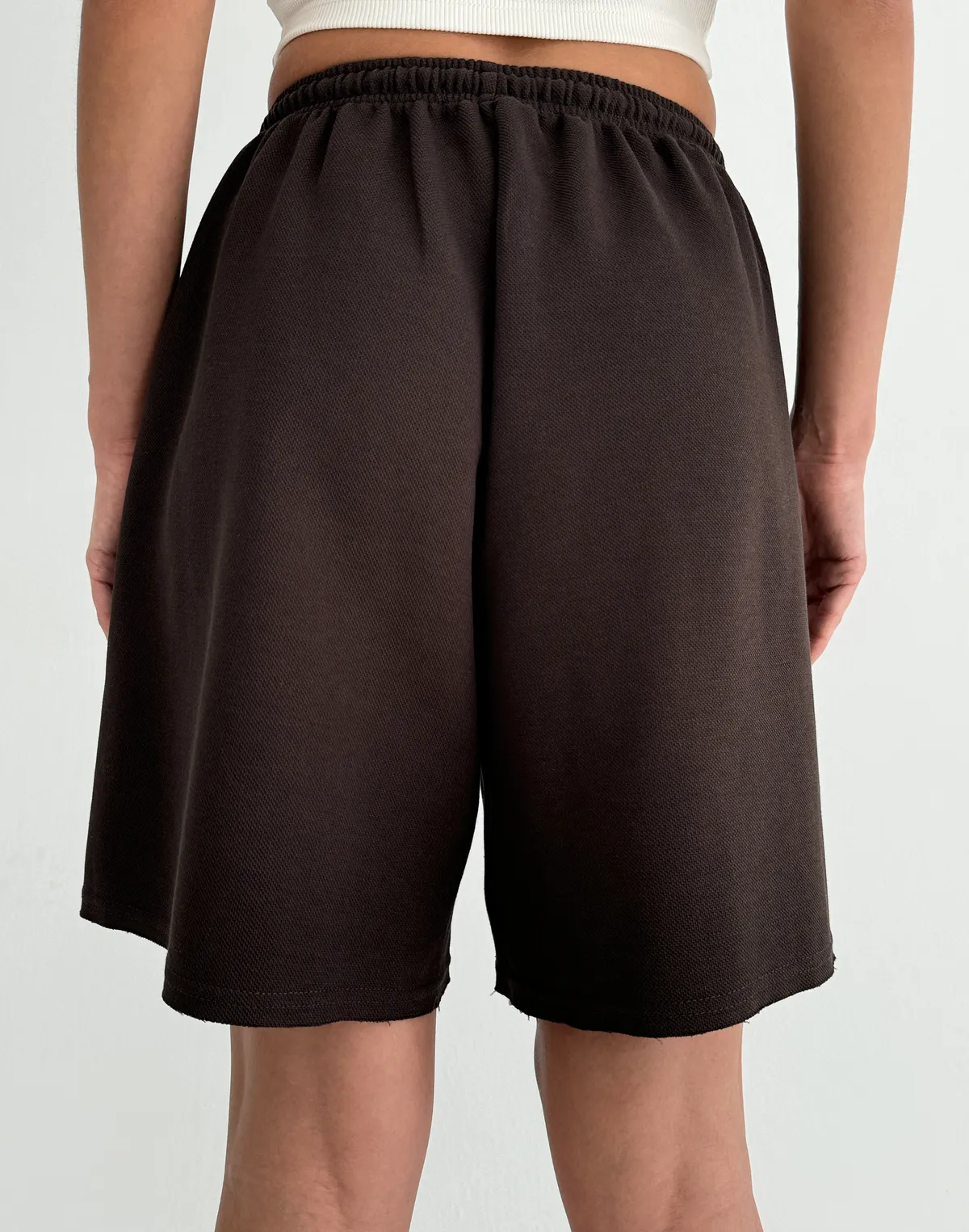 Шорти середньої довжини вільного крою, шоколадні - Фото 2