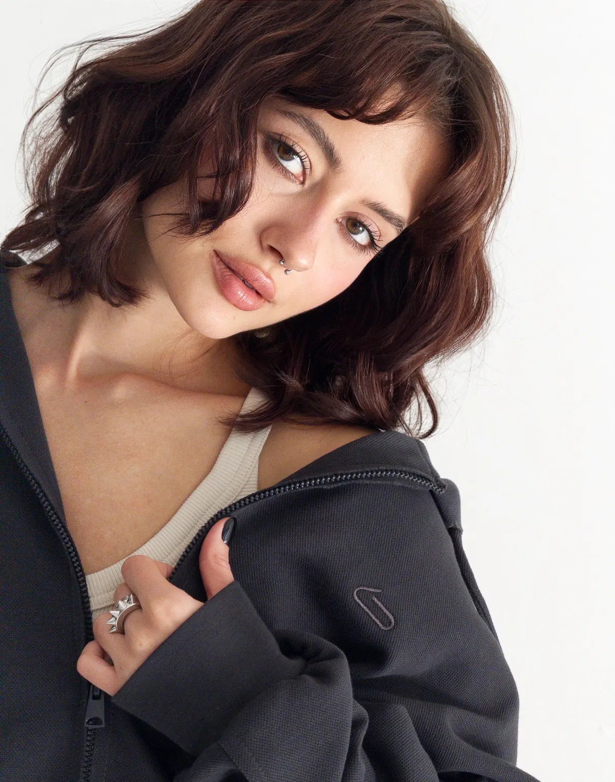 Зіпер оверсайз з декоративними швами, графітовий - Фото 5