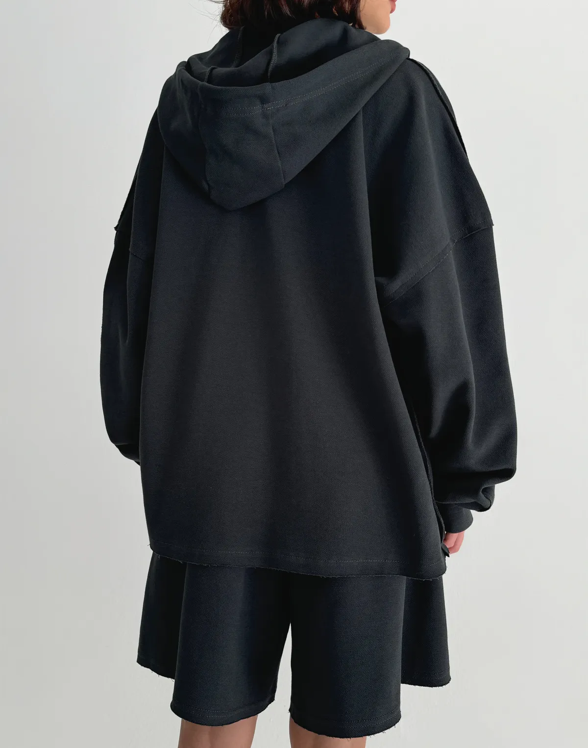 Зіпер оверсайз з декоративними швами, графітовий - Фото 2