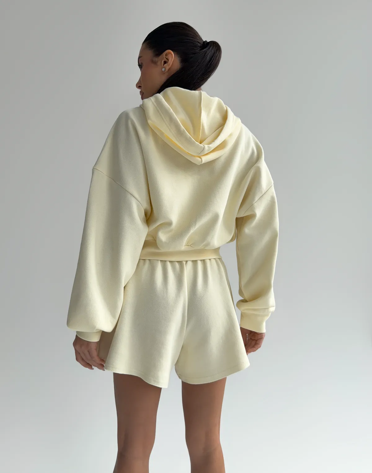 Зіпер оверсайз вкорочений з капюшоном, вершкове масло - Фото 2