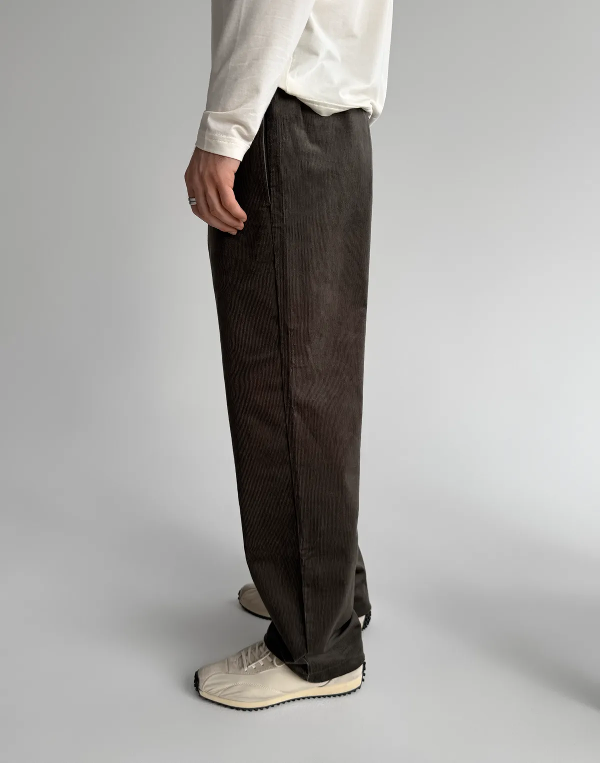 Штани чоловічі з вельвету на гумці на талії, асфальт - Фото 5