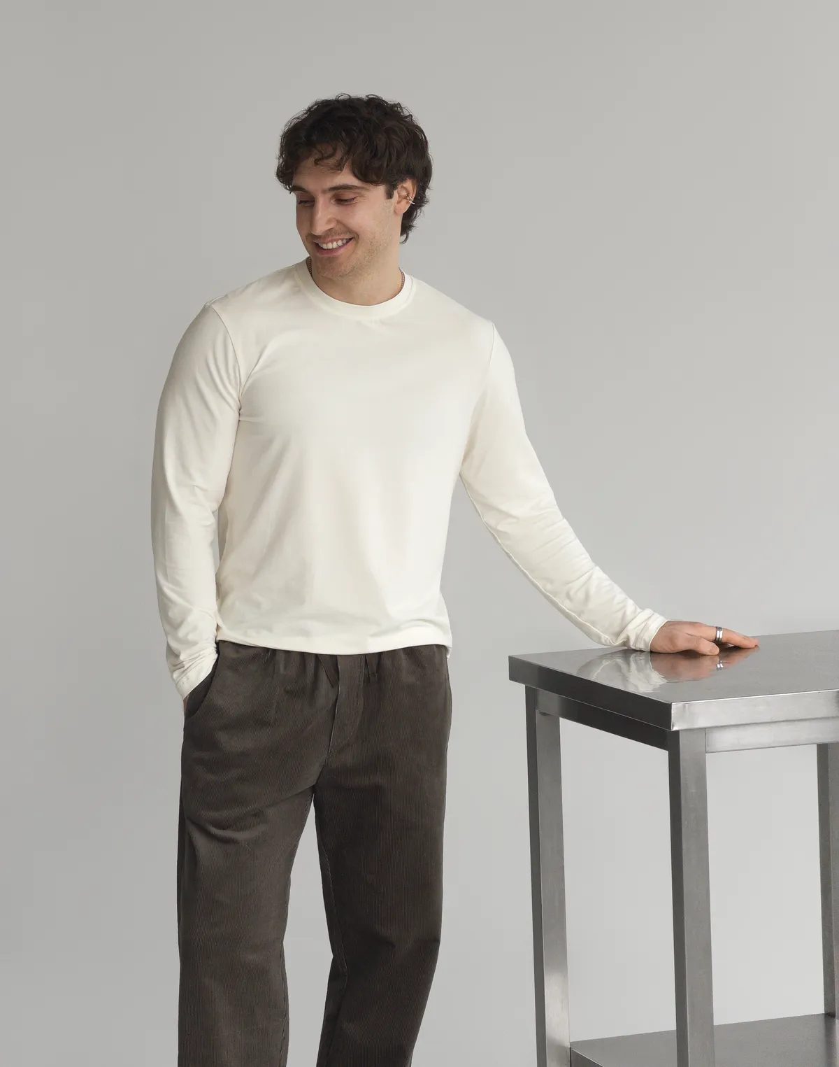 Штани чоловічі з вельвету на гумці на талії, асфальт - Фото 3