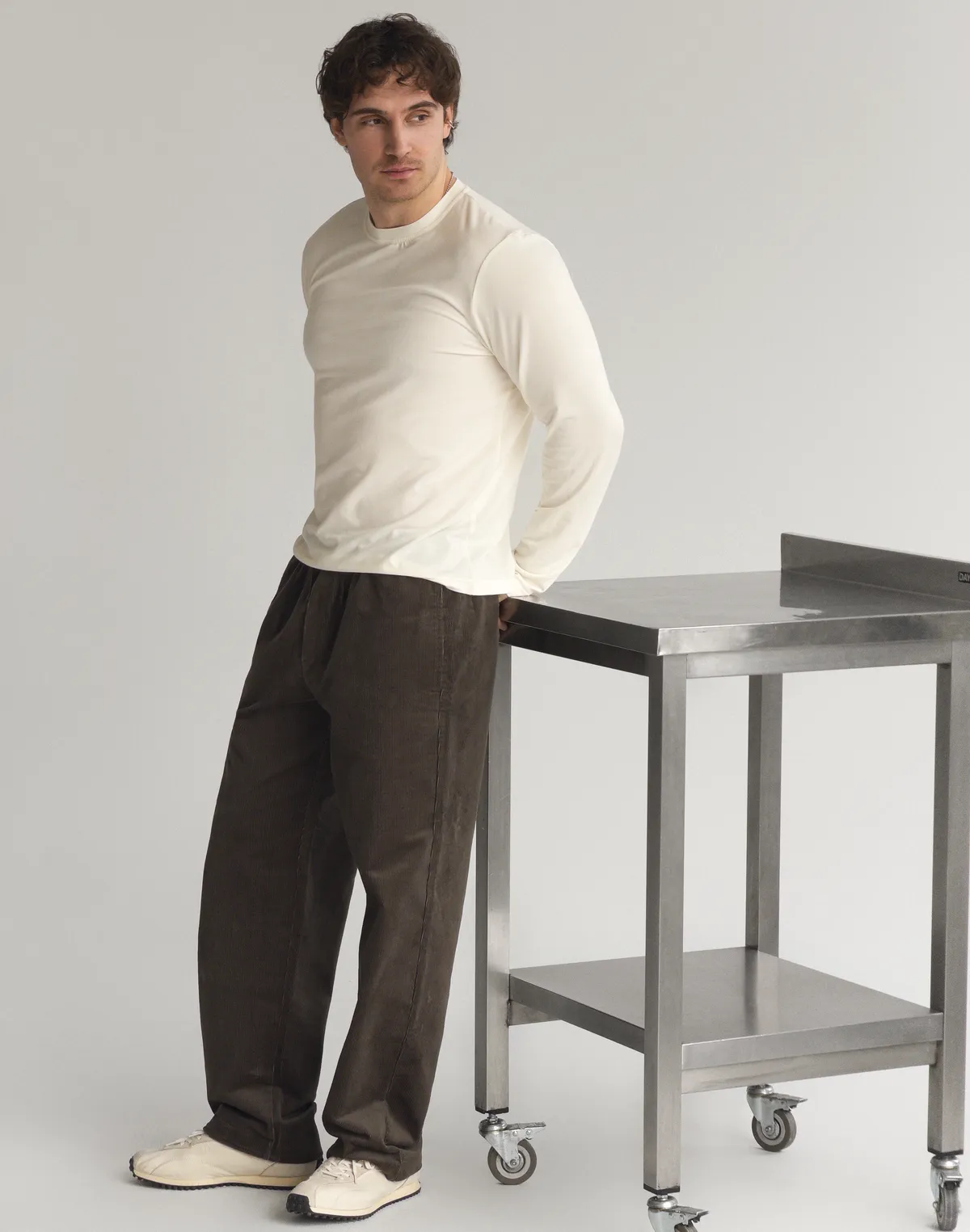 Штани чоловічі з вельвету на гумці на талії, асфальт - Фото 1