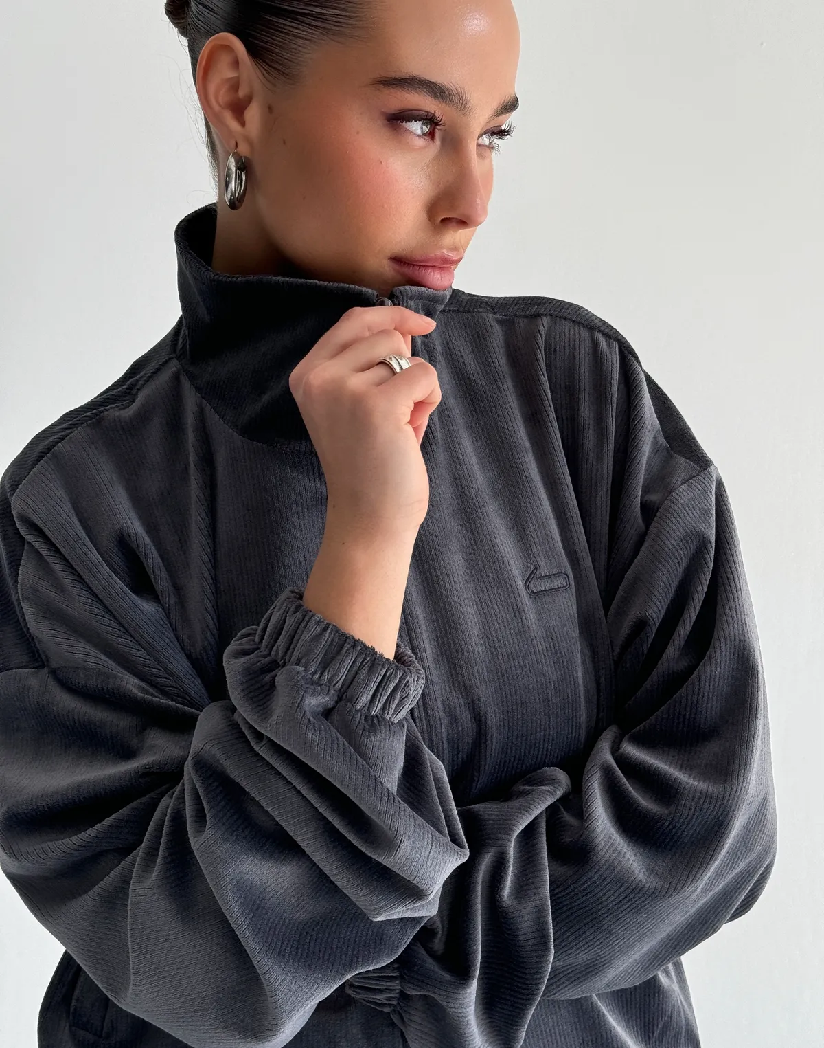 Зіпер велюровий літній жіночий, графітовий - Фото 6