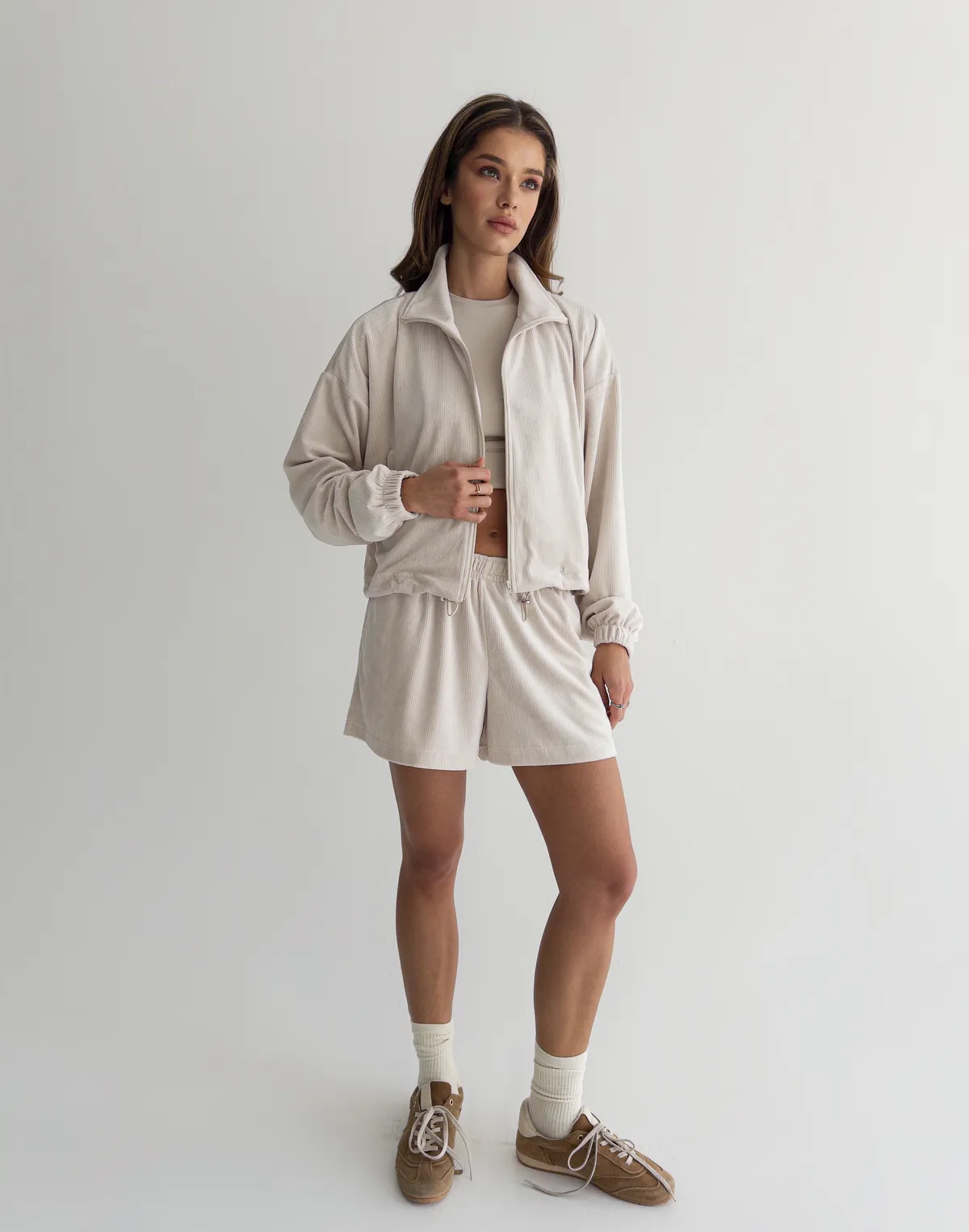 Зіпер велюровий літній жіночий, молочний - Фото 8