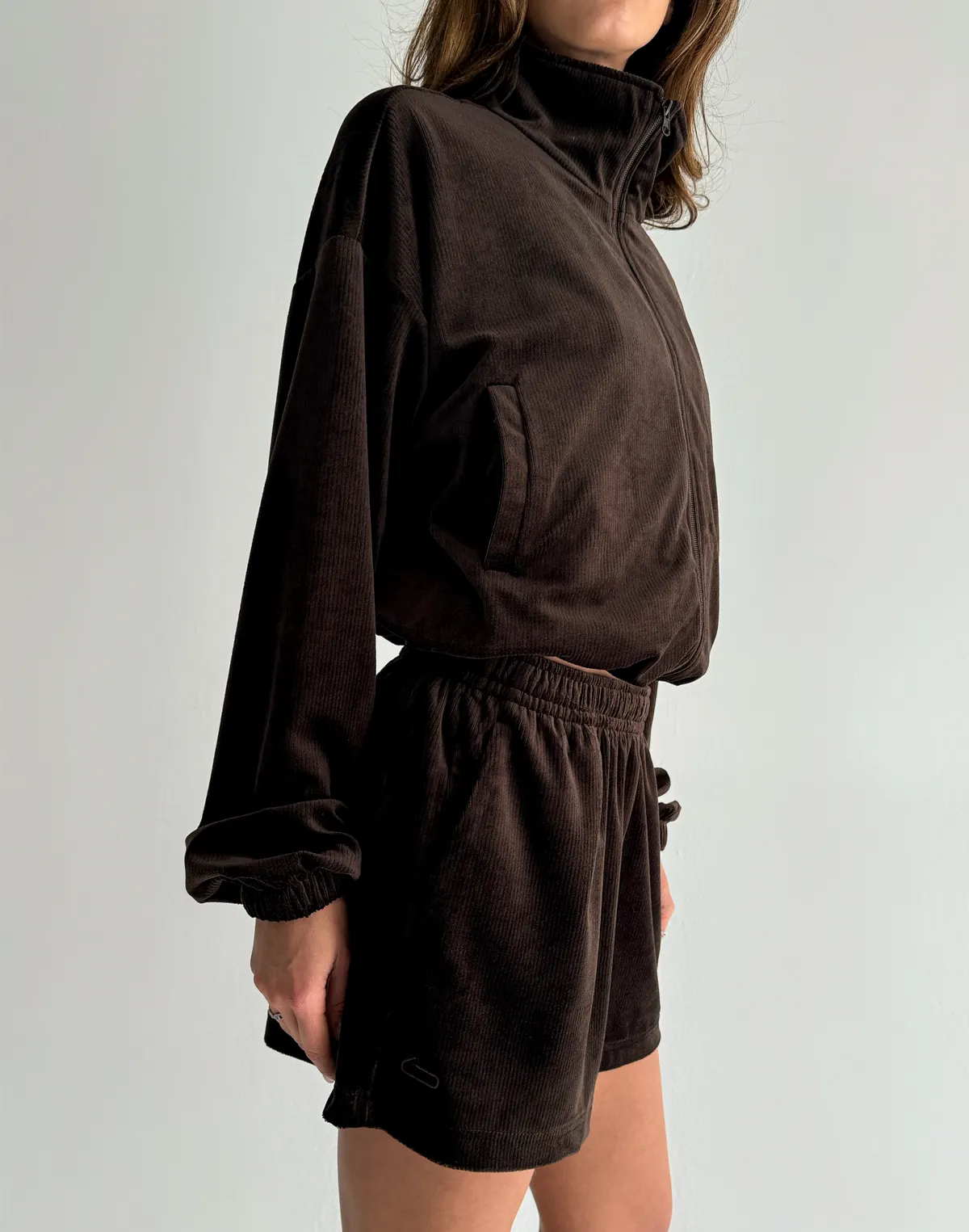 Зіпер велюровий літній жіночий, шоколад - Фото 4