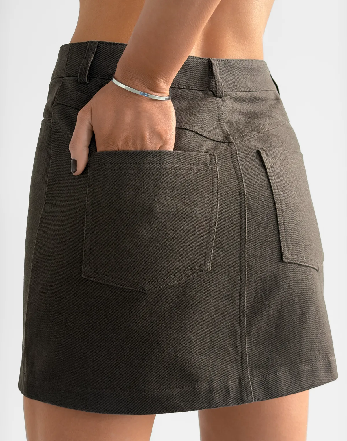 Спідниця міні котонова, шоколадна - Фото 2