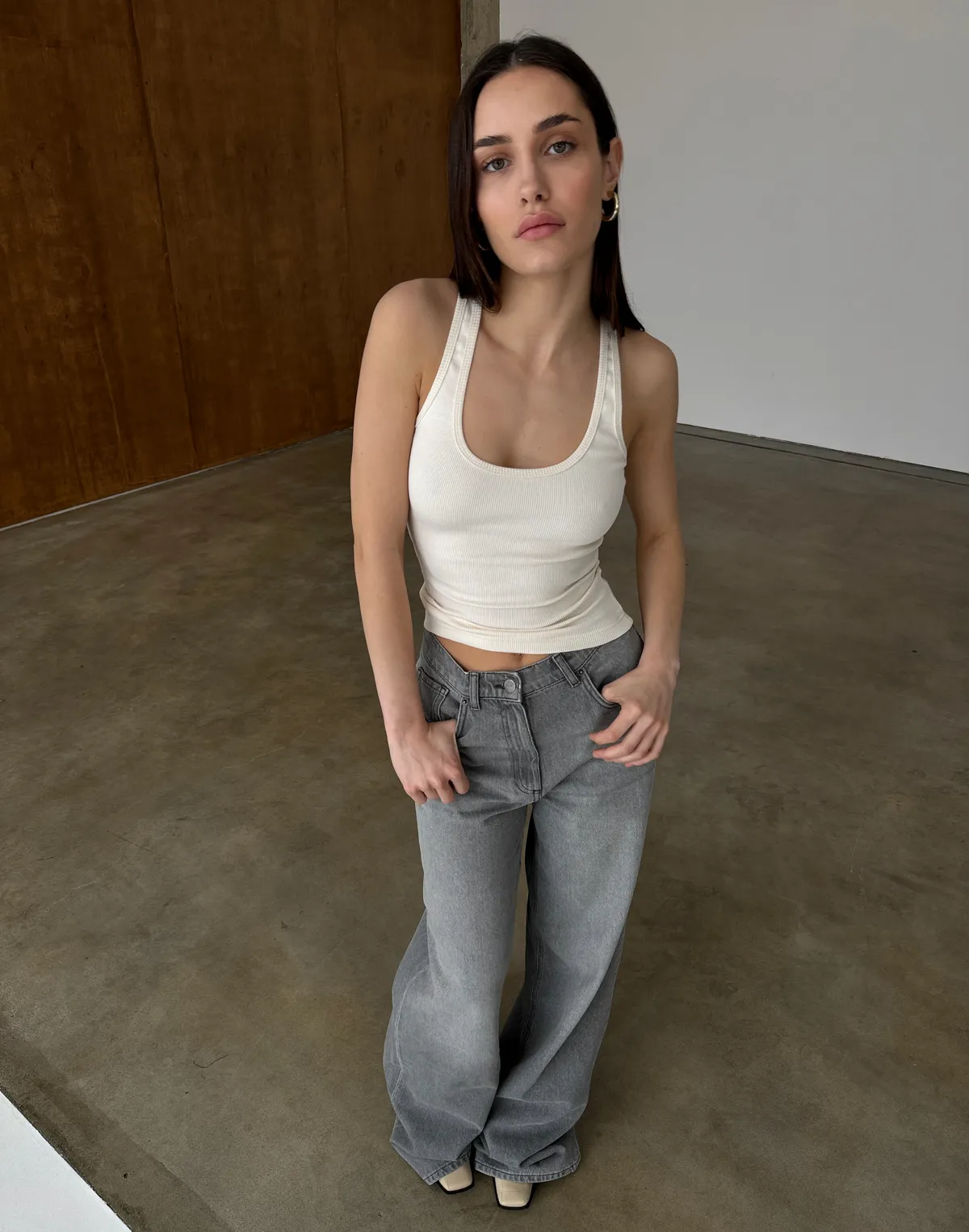 Майка в рубчик класична, пудрова - Фото 8