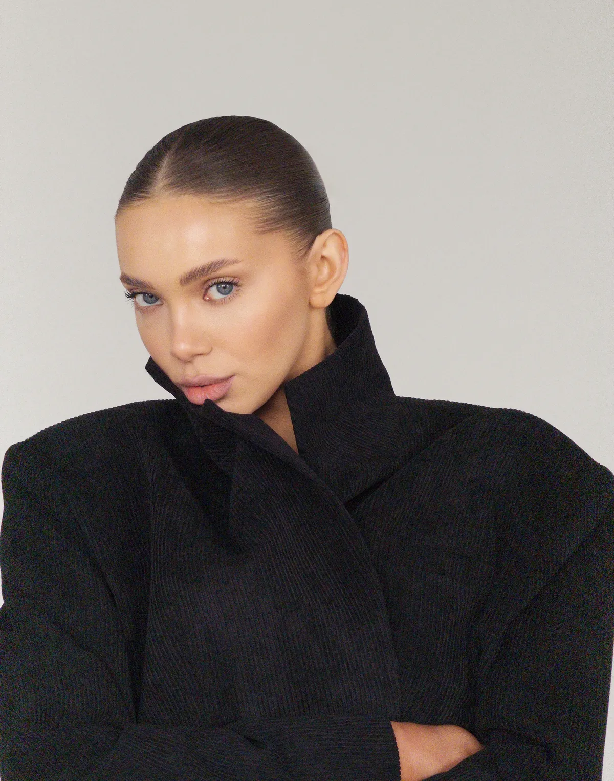 Жакет оверсайз вельветовий, чорний - Фото 4