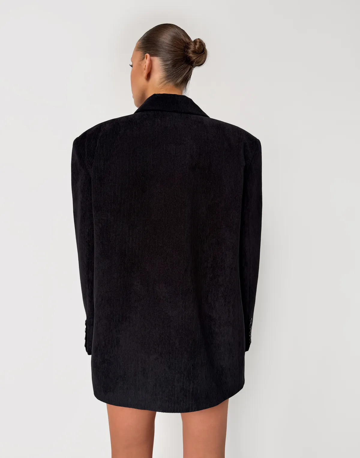 Жакет оверсайз вельветовий, чорний - Фото 2