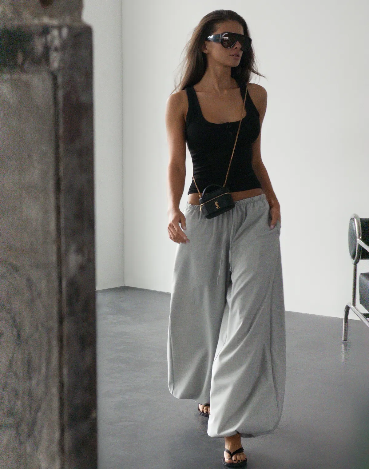 Штани карго у дрібну клітинку, сірі - Фото 7