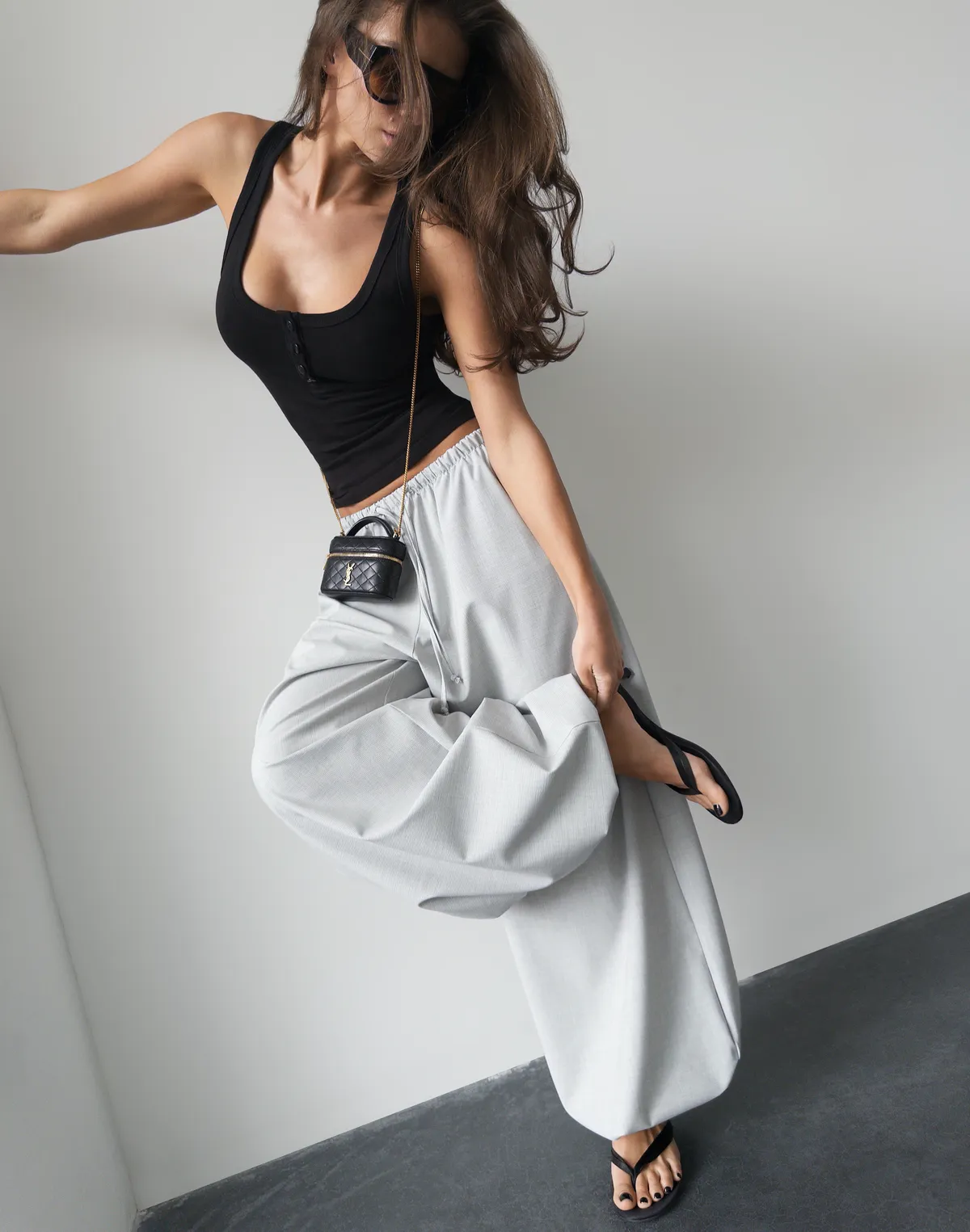 Штани карго у дрібну клітинку, сірі - Фото 5