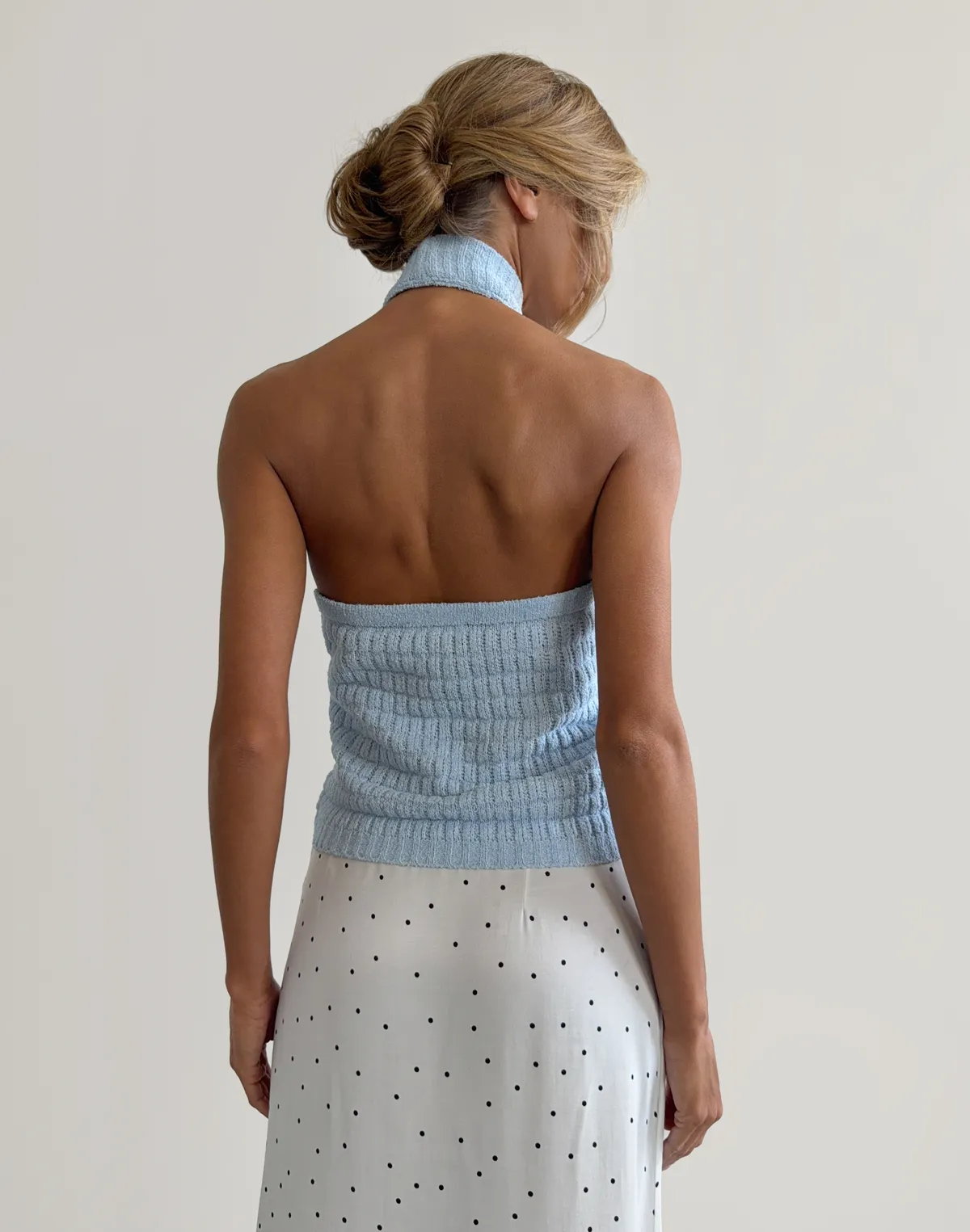 Топ під горло об'ємної в'язки, блакитний - Фото 2