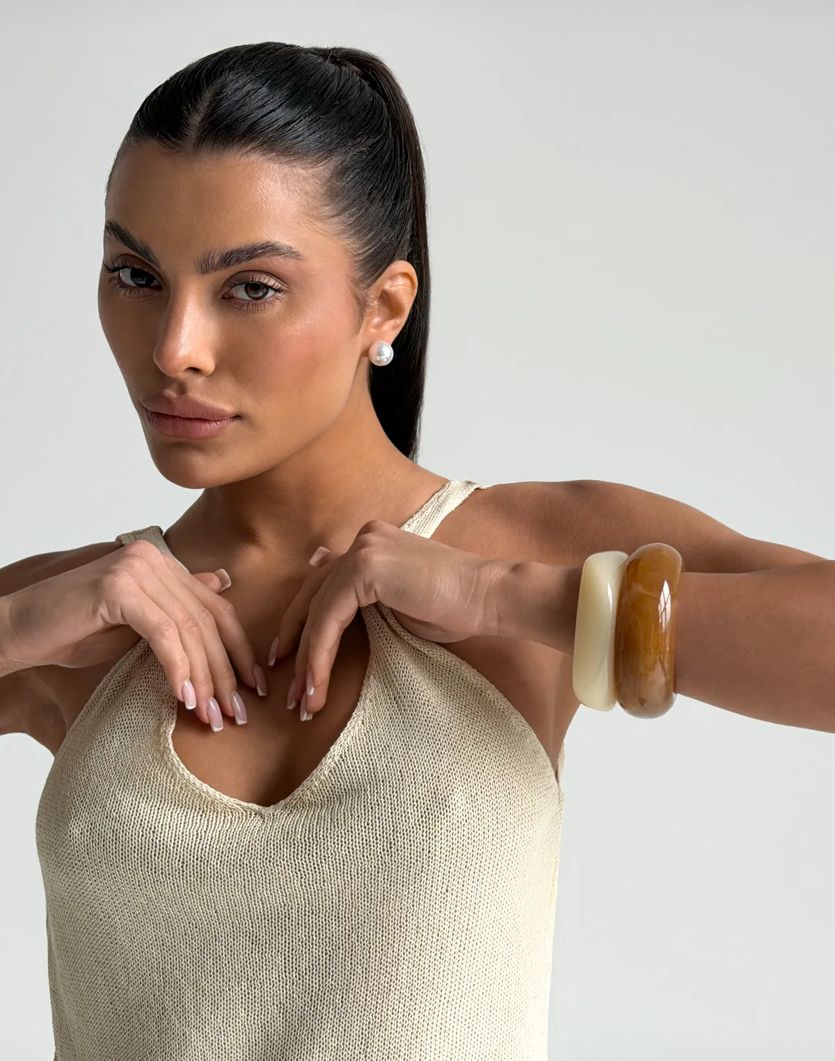 Топ вільного крою напівпрозорий в'язаний, молочний - Фото 8