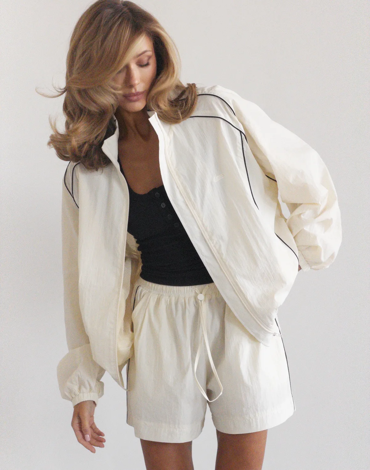 Зіпер з кантом з плащової тканини, молочний - Фото 3