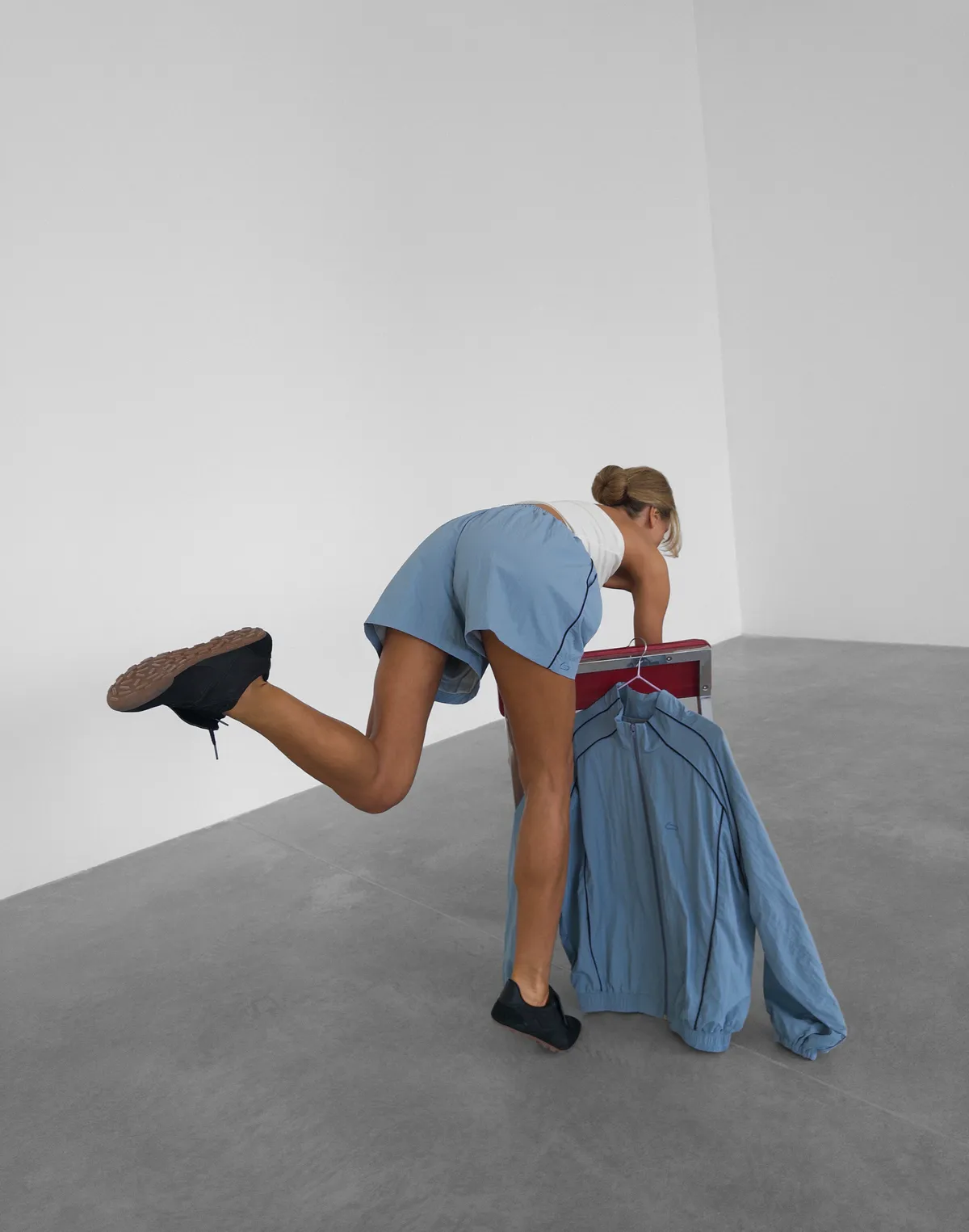 Шорти з плащової тканини з кантом, блакитні - Фото 8