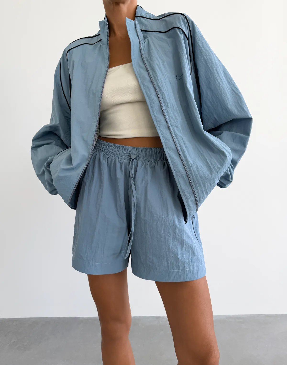 Зіпер з кантом з плащової тканини, блакитний - Фото 5