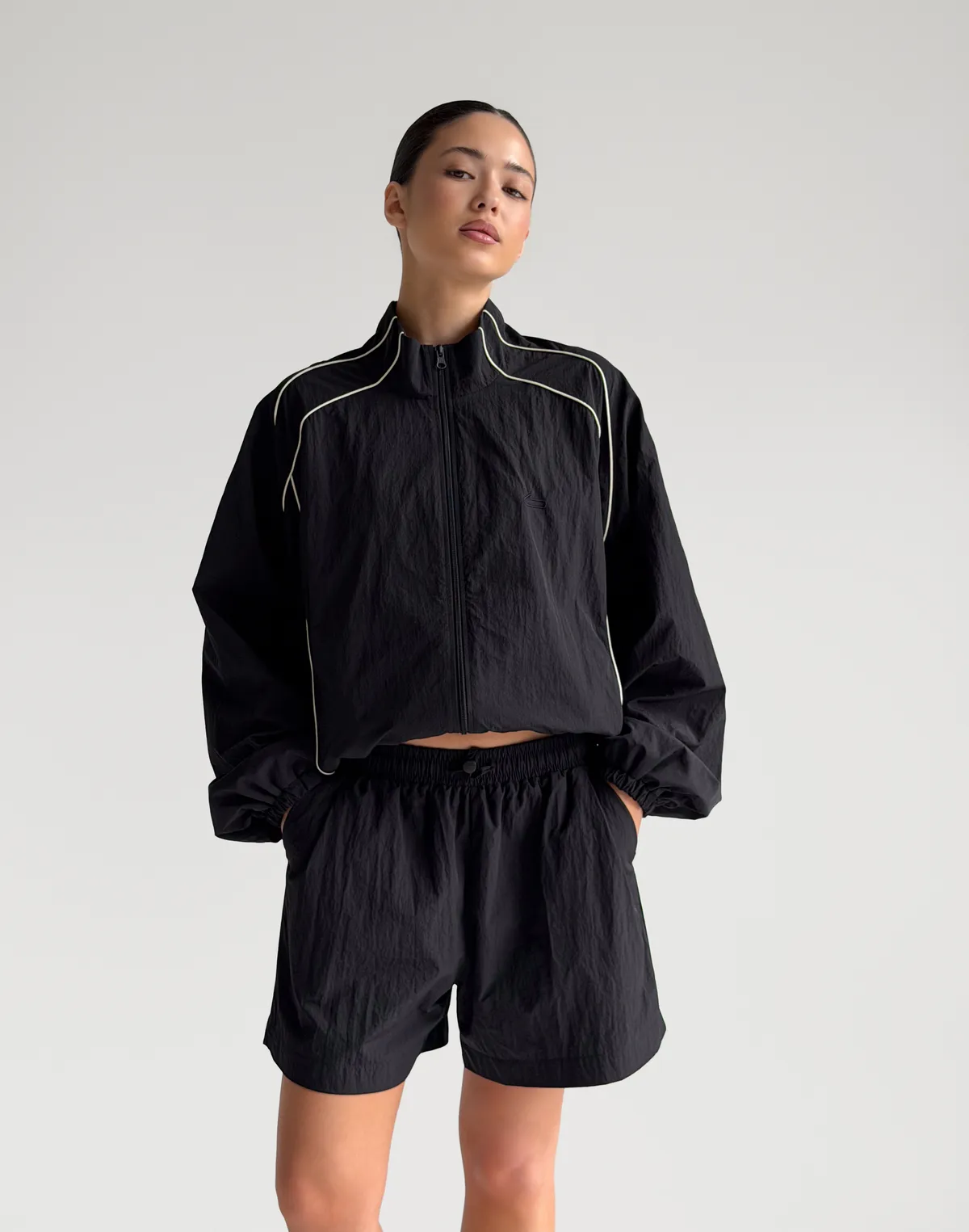 Зіпер з кантом з плащової тканини, чорний - Фото 8