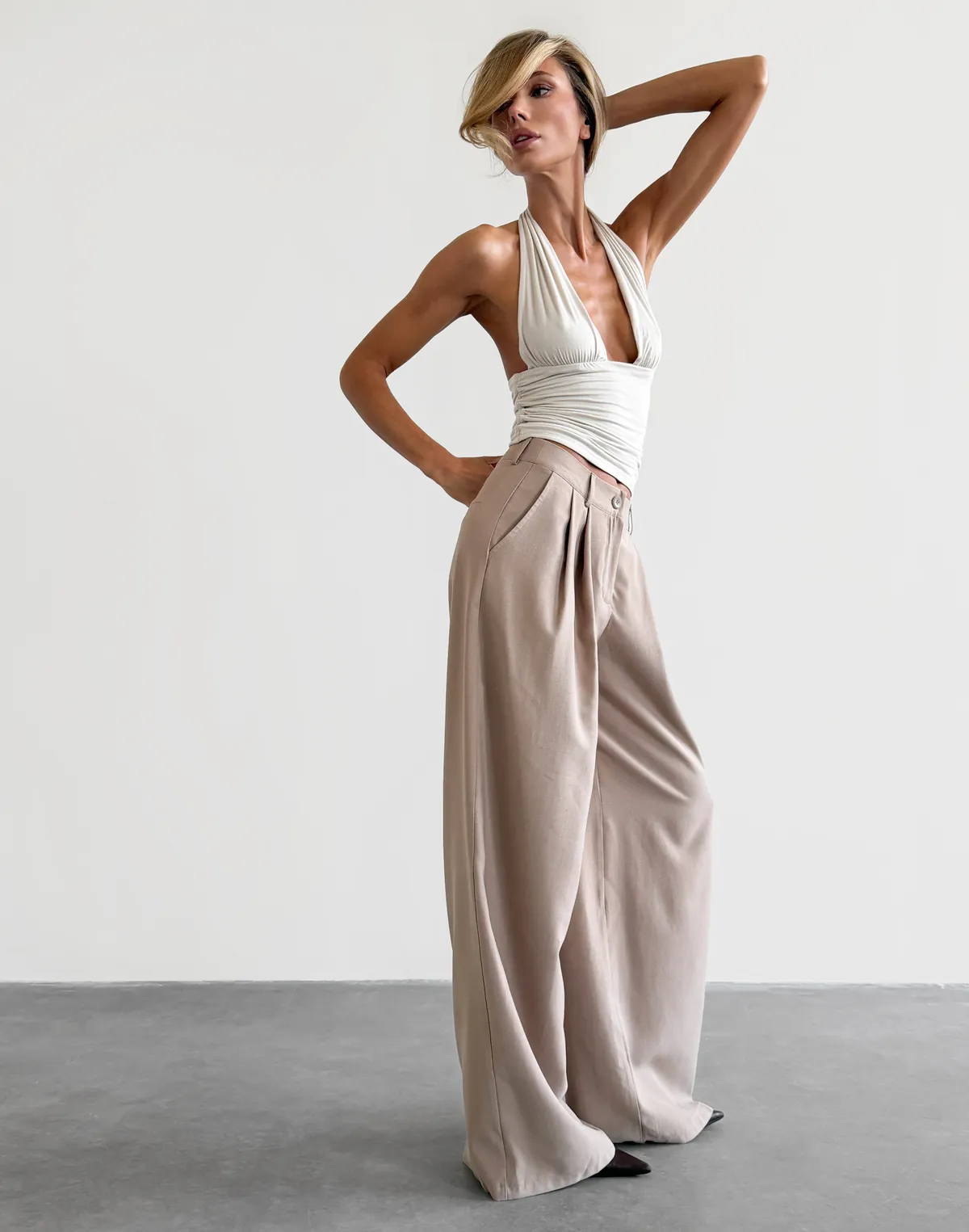 Штани жіночі базові вільного прямого крою, капучино - Фото 1