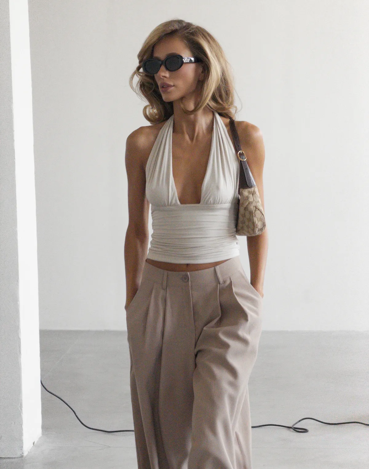 Штани жіночі базові вільного прямого крою, капучино - Фото 7