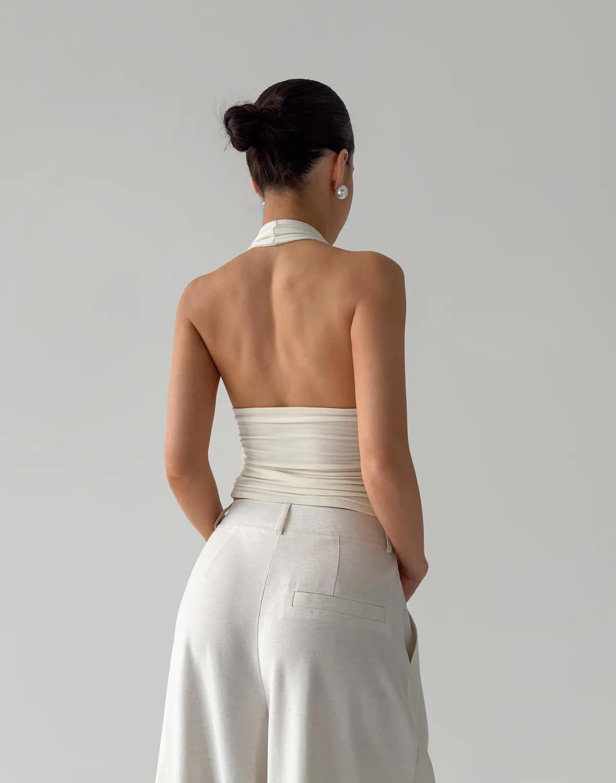 Топ з відкритим декольте з кашеміром у складі, шампань - Фото 2