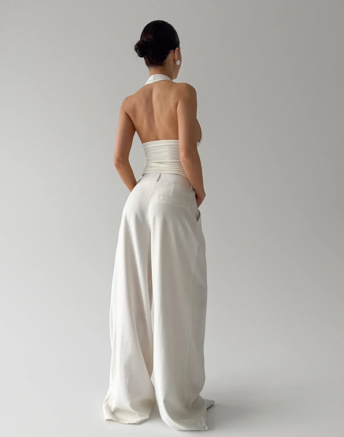 Штани жіночі базові вільного прямого крою, молочні - Фото 2