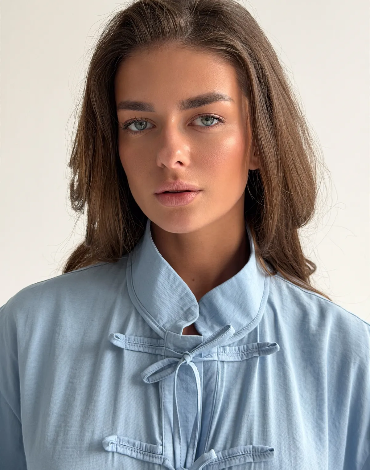 Сорочка в азійському стилі, блакитна - Фото 6