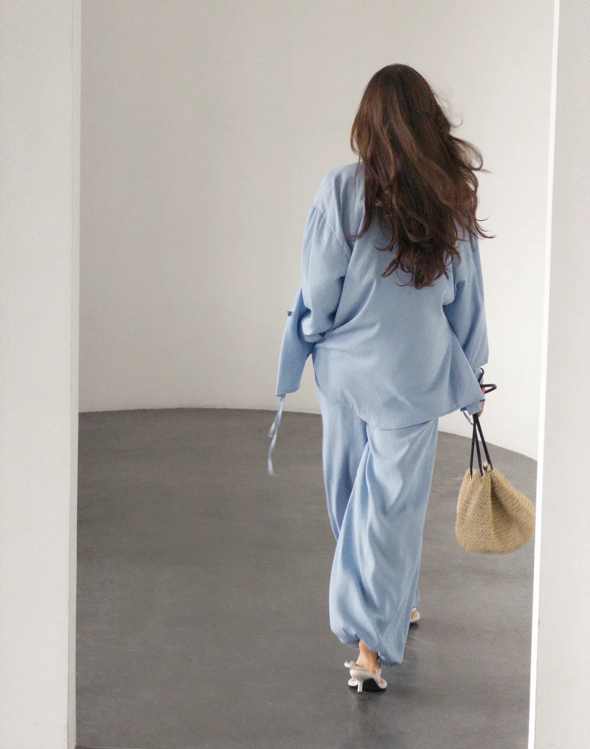 Сорочка в азійському стилі, блакитна - Фото 2