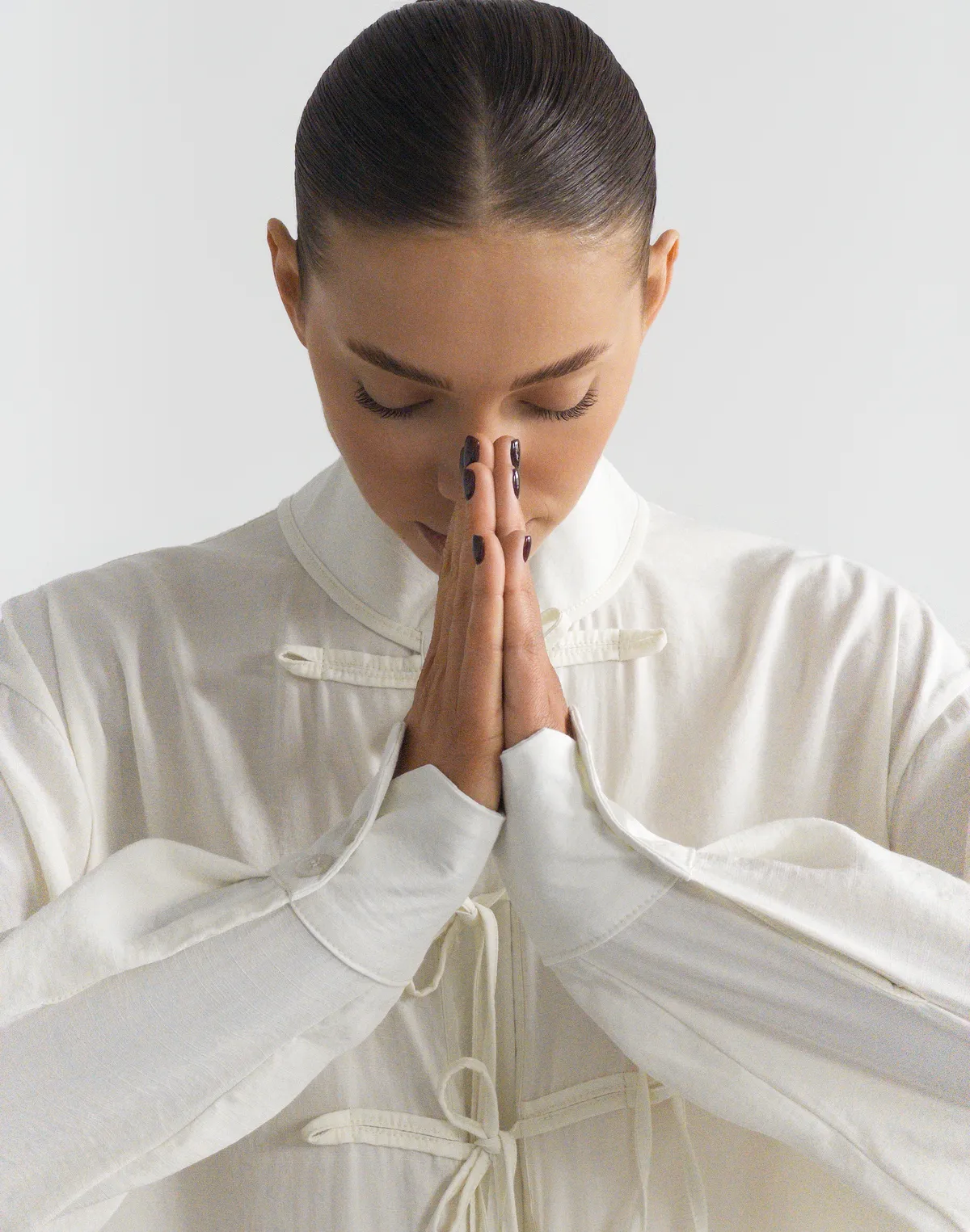 Сорочка в азійському стилі, молочна - Фото 7