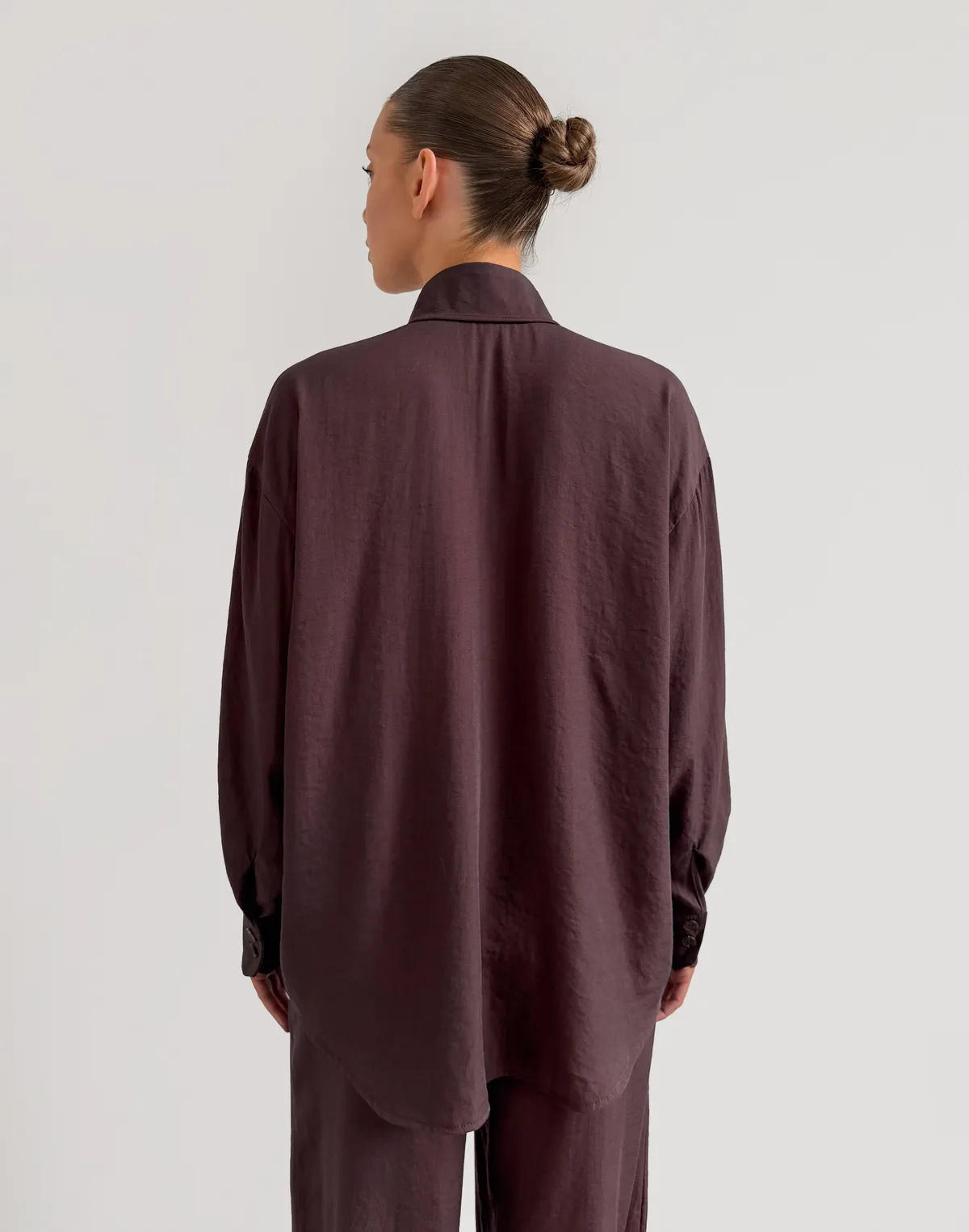 Сорочка в азійському стилі, шоколадна - Фото 2