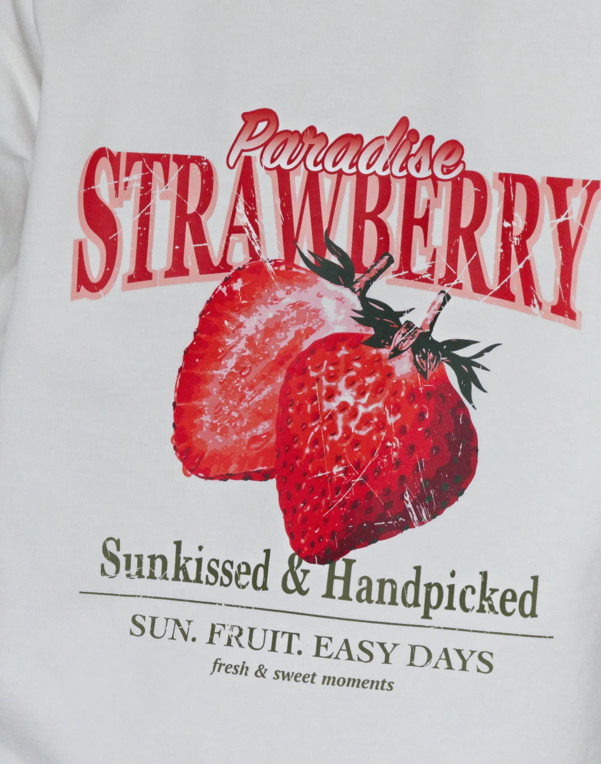 Футболка жіноча зі супер щільного котону оверсайз, екрю з принтом "Strawberry Paradise" - Фото 3