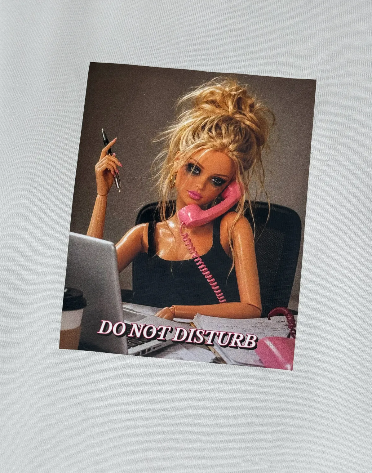 Футболка жіноча зі супер щільного котону оверсайз, екрю з принтом "Do not disturb" - Фото 5